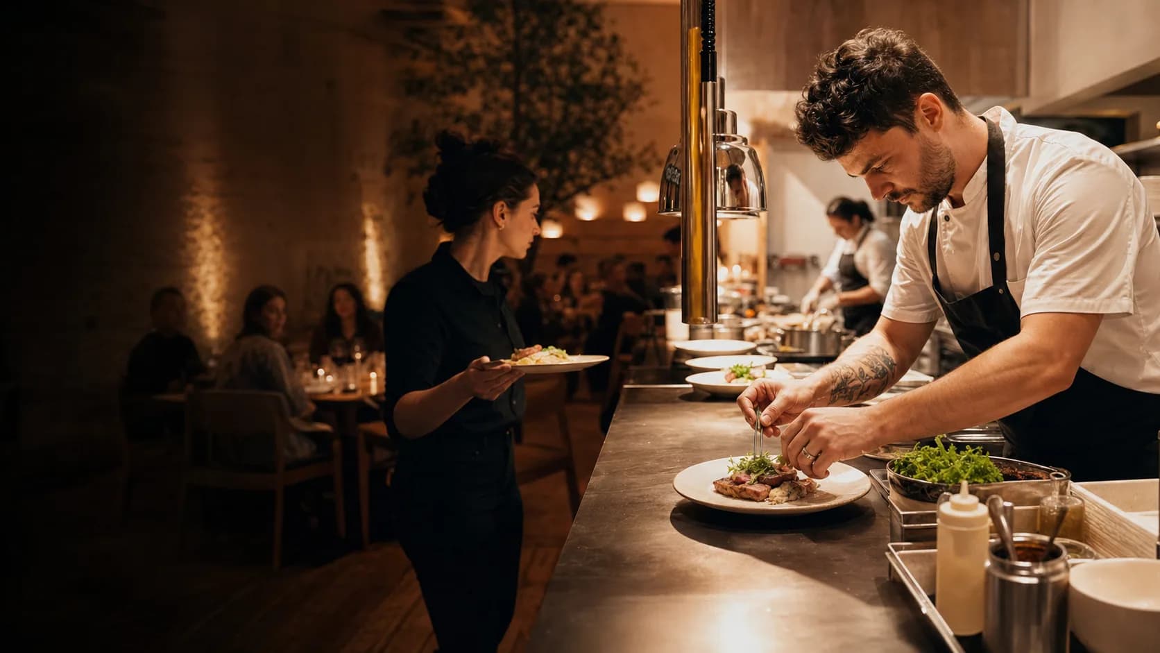 Independent Restaurant team coordinating dinner service